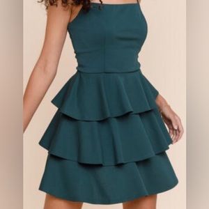 Hunter Green Ruffle Hoco Dress